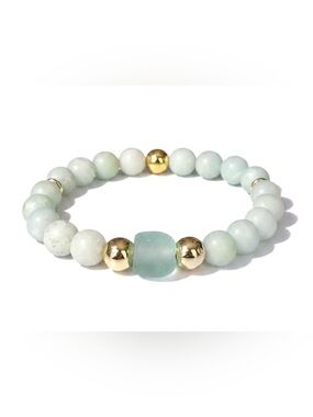 Kai Malino Bracelet | Amazonite & Ghana Glass Bracelet | Moku by Quarry 6”-7”